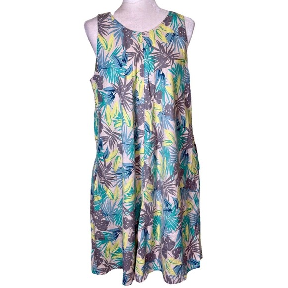 Lands’ End 100% Linen Tropical Shift Dress Resort Cruise Vacation Loungewear LP - Picture 1 of 10